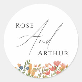 Wildblume Script Wedding Classic Round Sticker