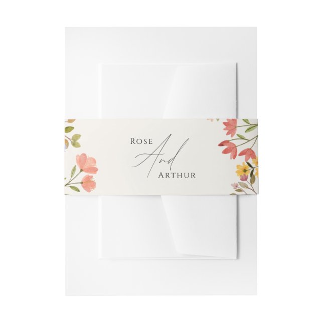 Wildblume Script Wedding Sticker Einladungsbanderole (Vorderseite Beispiel)