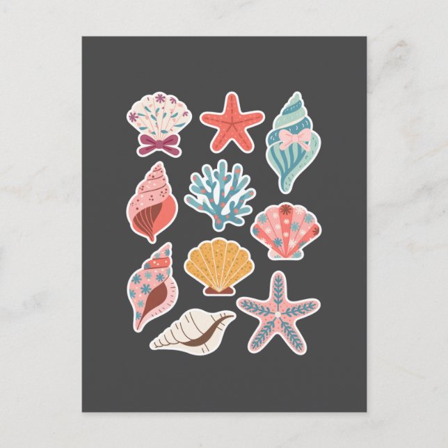 Wildblume Seashell Clam Summer Vibes Floral Beach Postkarte (Vorderseite)
