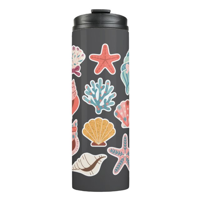 Wildblume Seashell Clam Summer Vibes Floral Beach Thermosbecher (Vorderseite)