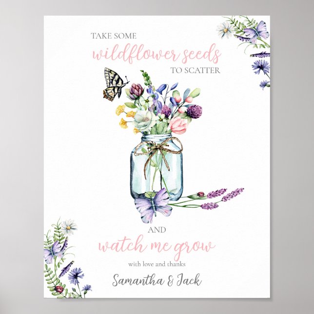 Wildblume Seed Station Butterfly Mason Jar Poster (Vorne)