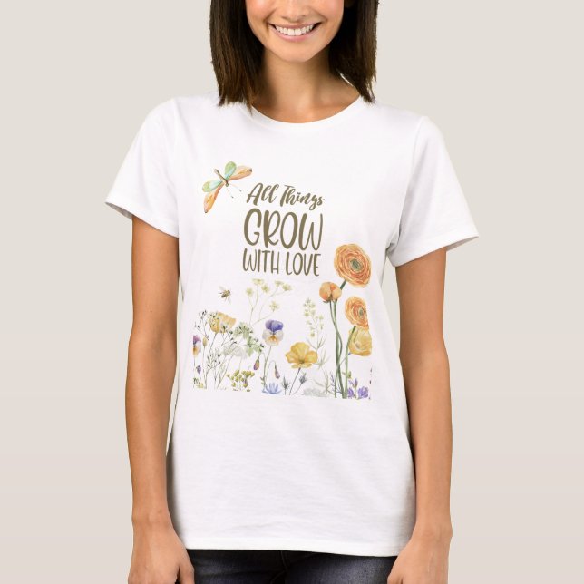 Wildblume Shirt "Liebe wächst florales T-Shirt" (Vorderseite)