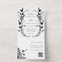 Wildblume Silhouette Wreath Wedding Black & White