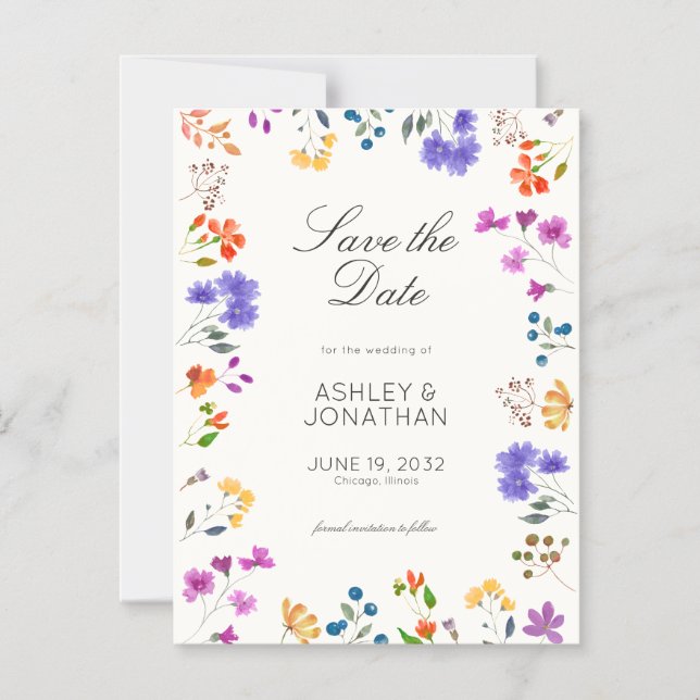 Wildblume Soft White Wedding Save the Date Magnet (Vorderseite)