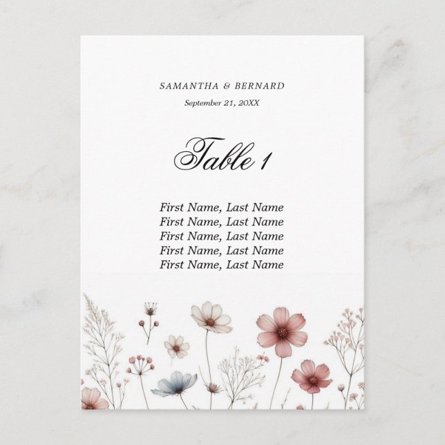 Wildblume Sommerminimalistische Sitzplakette Postkarte (Vorderseite)