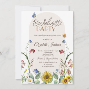 Wildblume Sonnenblumen Schmetterlinge Bachelorette Einladung