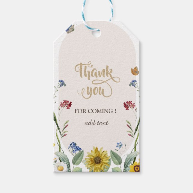 Wildblume Sonnenblumen Schmetterlinge Geschenkanhänger (Vorderseite)