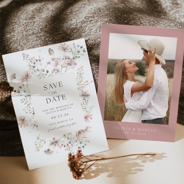 Wildblume speichern das Datum der Einladung (Save The Date Front/Back)