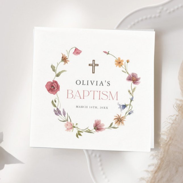 Wildblume Spring Floral Girl Taufe Party Serviette (Von Creator hochgeladen)