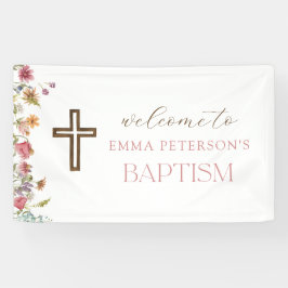 Wildblume Spring Floral Girl Taufe Willkommen Banner