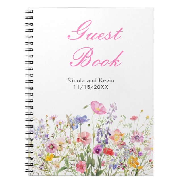 Wildblume Spring Floral Wedding Guest Book Notizblock (Vorderseite)