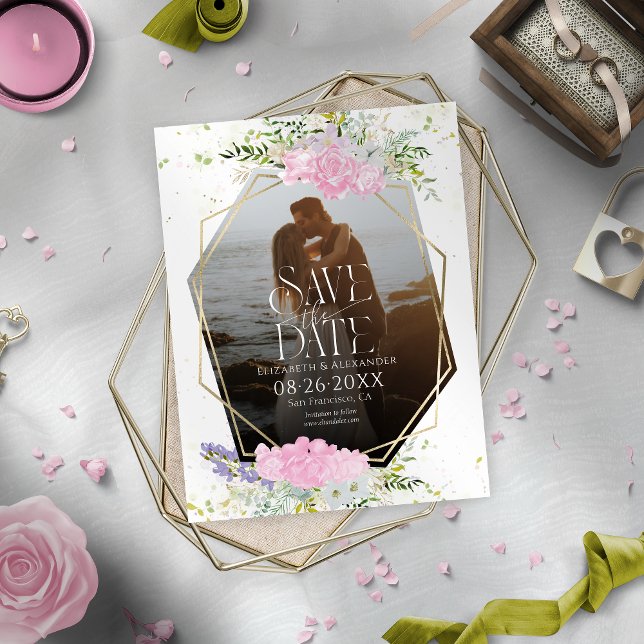 Wildblume Spring Foto Hochzeit speichern das Datum Postkarte (Von Creator hochgeladen)