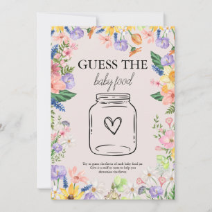 Wildblume Spring Raten Sie die Baby Food Game Card Einladung