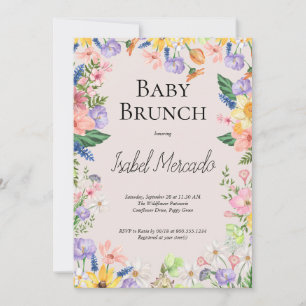 Wildblume Spring Watercolor Baby Brunch Einladung