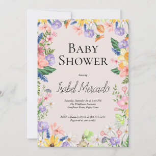 Wildblume Spring Watercolor Babydusche Einladung