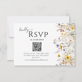 Wildblume Spring Wedding QR Code RSVP Karte
