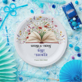 Wildblume Storybook Blue Baby Dusche Pappteller