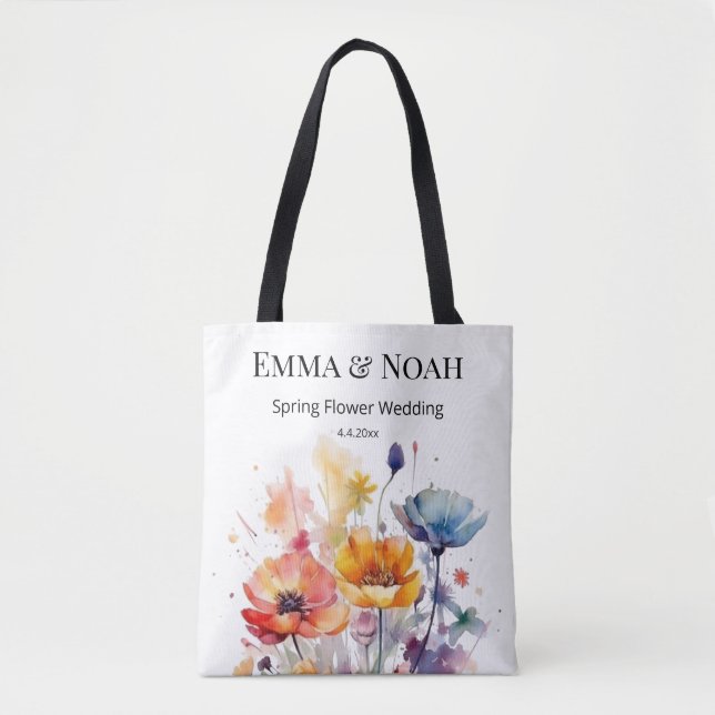 Wildblume Symphonie: Buntes Frühlingswasser Tasche (Vorderseite)