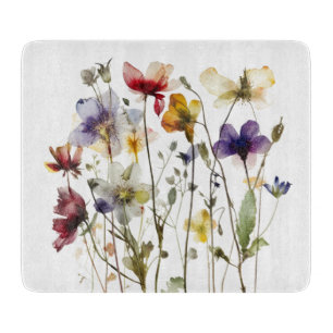 Wildblume Symphony: Vibranly Watercolor Art Schneidebrett
