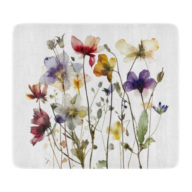 Wildblume Symphony: Vibranly Watercolor Art Schneidebrett (Vorderseite)