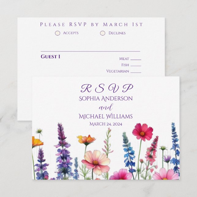 Wildblume Symphony Wedding RSVP Karte (Vorne/Hinten)