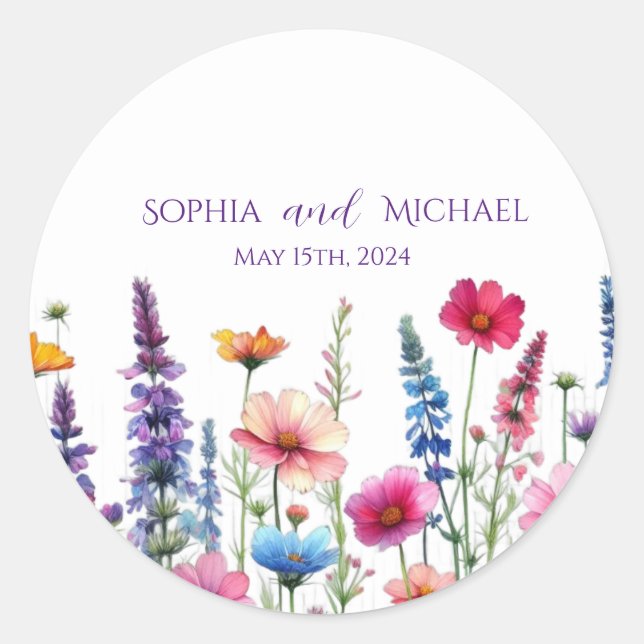 Wildblume Symphony Wedding Stickers (Vorderseite)