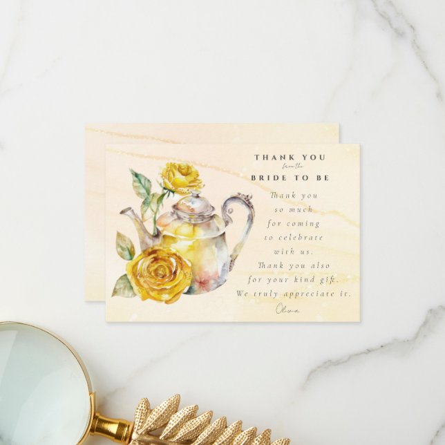 Wildblume Tee Party Brautparty Dankeskarte (Vorderseite/Rückseite Beispiel)