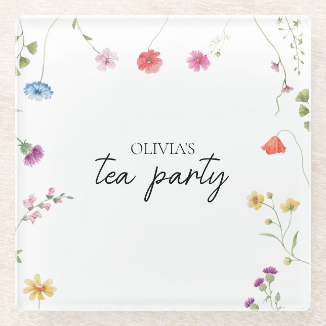 Wildblume Tee Party Brautparty Glasuntersetzer (Vorderseite)