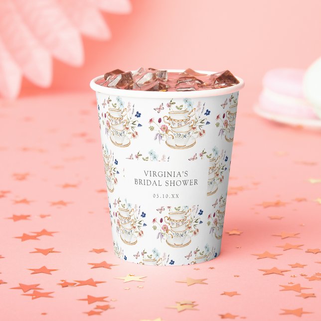 Wildblume Tee Party Brautparty Pappbecher (Wildflower Tea Party Bridal Shower Paper Cups by Painted Paperie
)