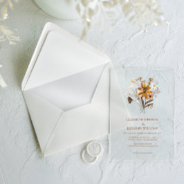 Wildblume Terracotta Boho Chic Garden Hochzeit Acryleinladungen