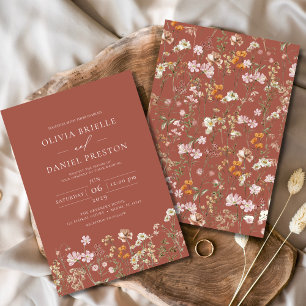 Wildblume Terracotta Boho Garden Wedding Einladung