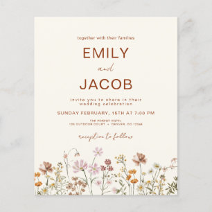 Wildblume Terracotta Botanische Hochzeit Flyer