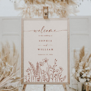 Wildblume Terracotta Hochzeit im Herbst Begrüßung Poster