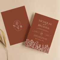 Wildblume Terracotta Minimalistisch Wedding Monogr