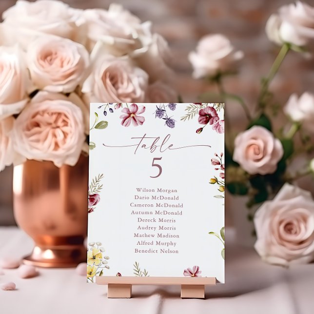 Wildblume-Tischnummer-Sitzkarte (Von Creator hochgeladen)