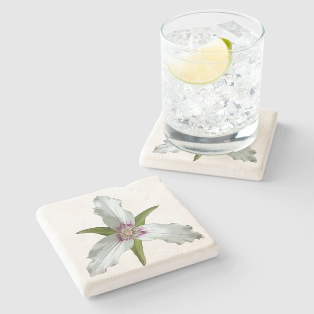 Wildblume Trillium Spring Stone Untersetzer (Seitenansicht)