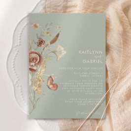 Wildblume-Trockenblumen-Watercolor-Hochzeit Einladung