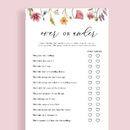 Wildblume über oder unter Brautparty-Spielkarten