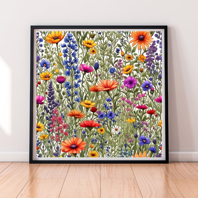 Wildblume Überblenddruckplakat Poster (Wildflower Floral All-Over Print Poster)