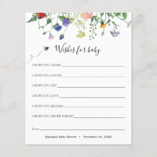 Wildblume und Bienenwünsche für Babykarte