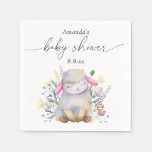 Wildblume und Lamm - Babydusche Serviette