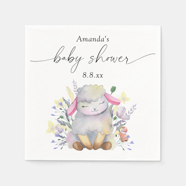 Wildblume und Lamm - Babydusche Serviette (Vorderseite)