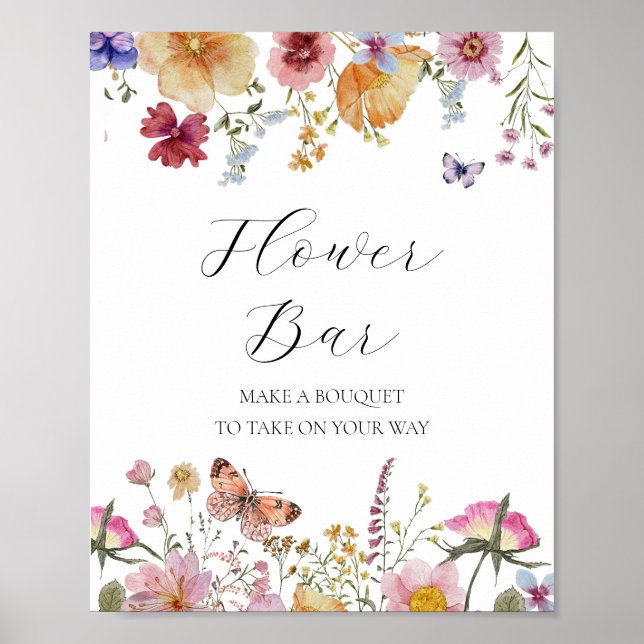 Wildblume und Schmetterlinge Blume Bouquet Bar Sig Poster (Vorne)