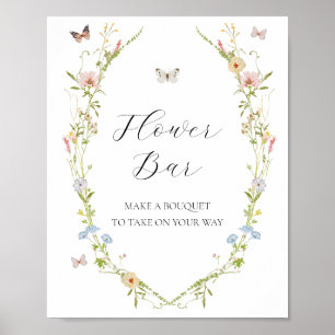 Wildblume und Schmetterlinge Blume Bouquet Bar Sig Poster