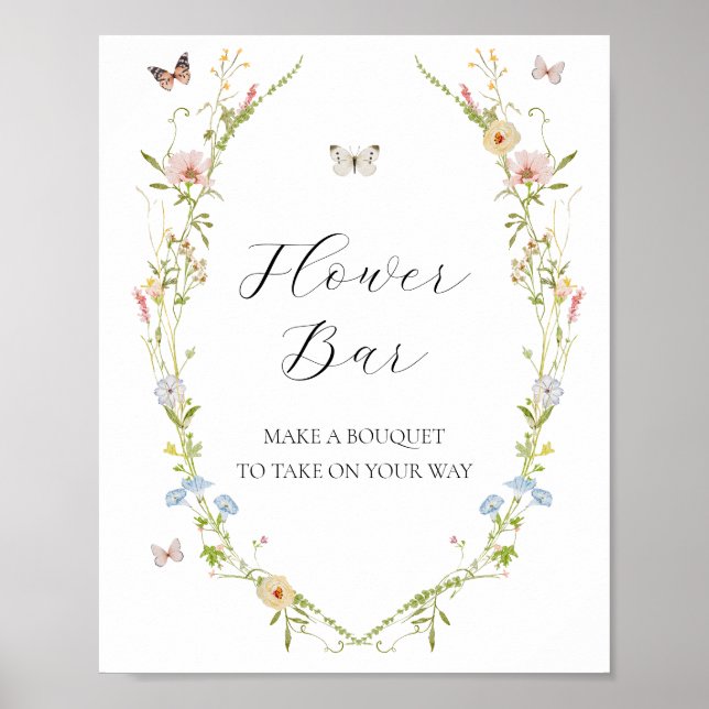 Wildblume und Schmetterlinge Blume Bouquet Bar Sig Poster (Vorne)