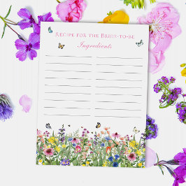 Wildblume und Schmetterlinge Rezept für die Braut Postkarte