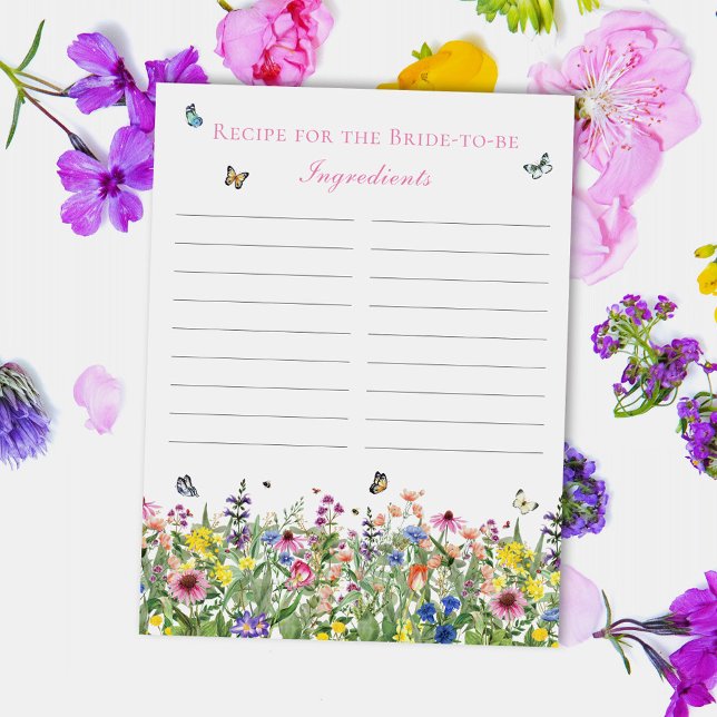 Wildblume und Schmetterlinge Rezept für die Braut Postkarte (Von Creator hochgeladen)