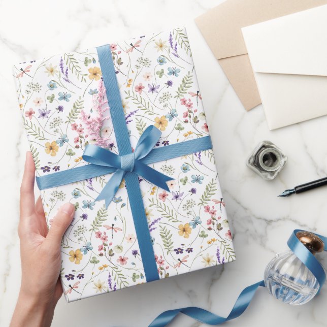 Wildblume und Schmetterlingsmuster Geschenkpapier (Schenken)