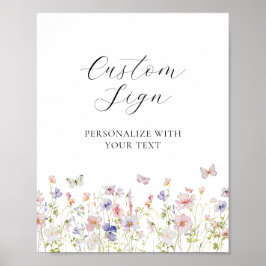 Wildblume und Schmetterlingszeichen Poster