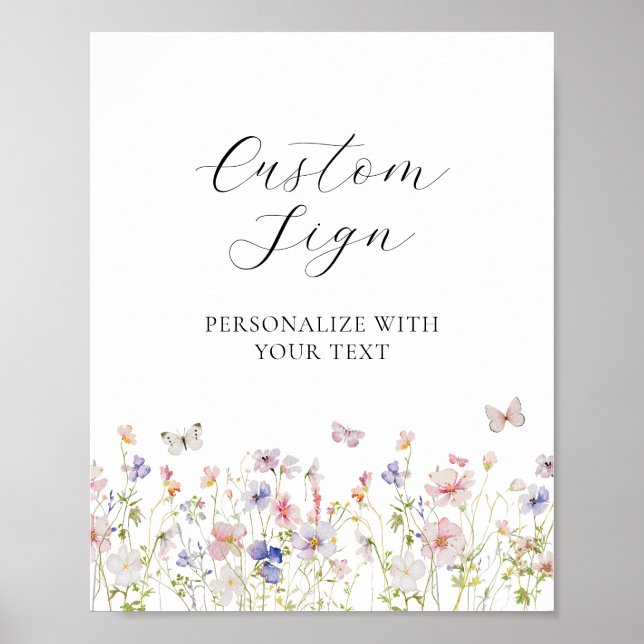 Wildblume und Schmetterlingszeichen Poster (Vorne)